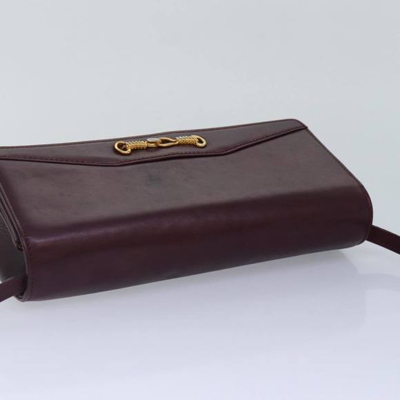 CELINE Chain Shoulder Bag Leather 2way Bordeaux Auth 87001 - Picture 6 of 16